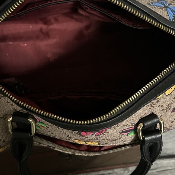 American Bee Butterflies & Bees Tote Beige Checkered Pattern & Black Trim - Picture 3 of 5